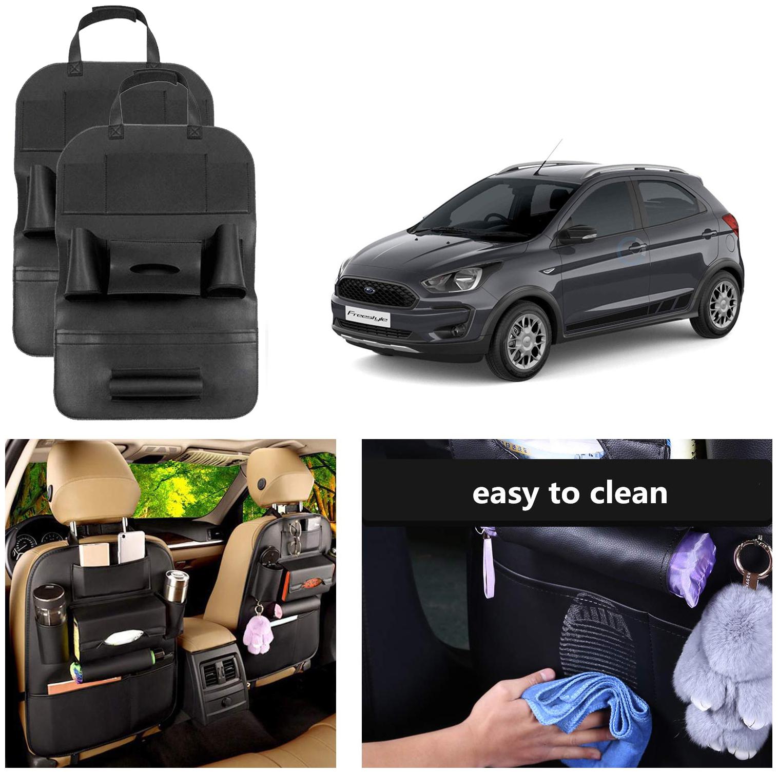 

Oshotto Car Backseat Storage Organizer Phone Holder MultiPocket for Bottles Tissue Boxes Kids Toy Storage and Great Travel Accessory Compatible with Ford Freestyle (Set of 2) Black
