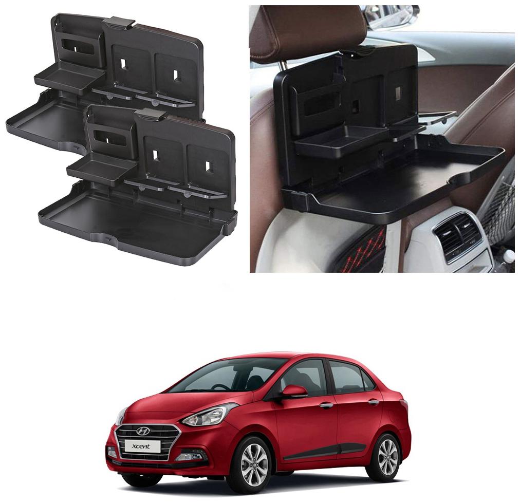 

Oshotto Car Backseat Food Travel Dining Meal Snaks Tray Cup Holder for Hyundai Xcent (Black) - Set of 2