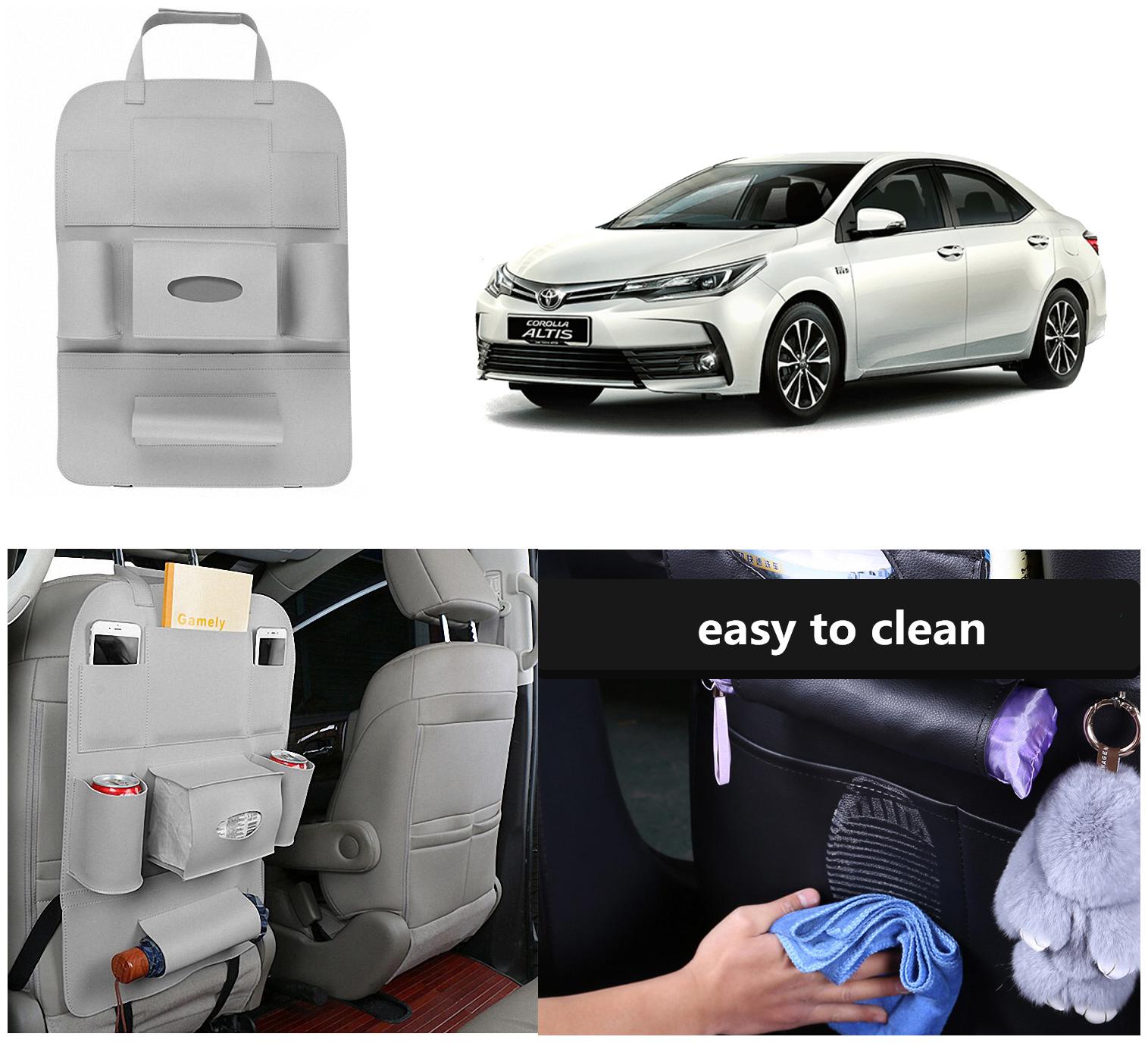 

Oshotto Car Backseat Storage Organizer Phone Holder Multi-Pocket for Bottles Tissue Boxes Kids Toy Storage and Great Travel Accessory Compatible with Toyota Altis (Grey)