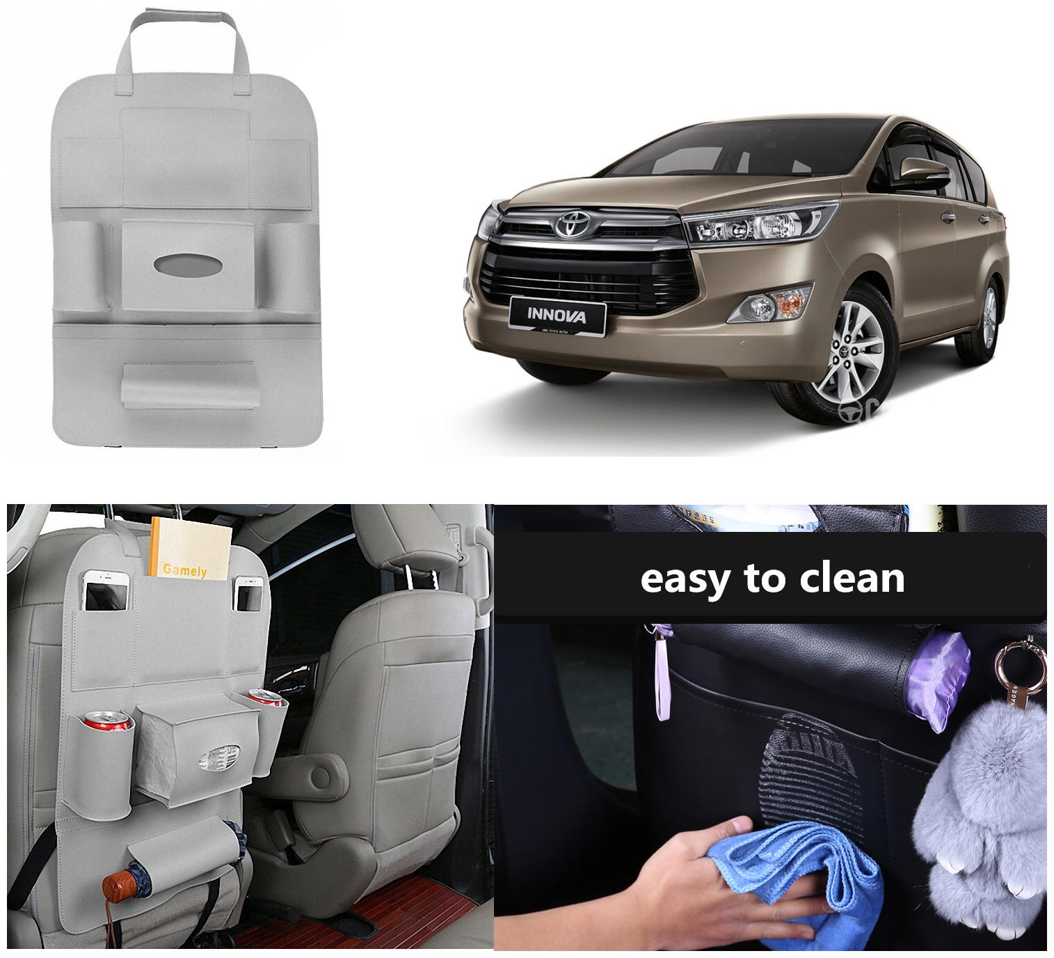 

Oshotto Car Backseat Storage Organizer Phone Holder Multi-Pocket for Bottles Tissue Boxes Kids Toy Storage and Great Travel Accessory Compatible with Toyota Innova (Grey)