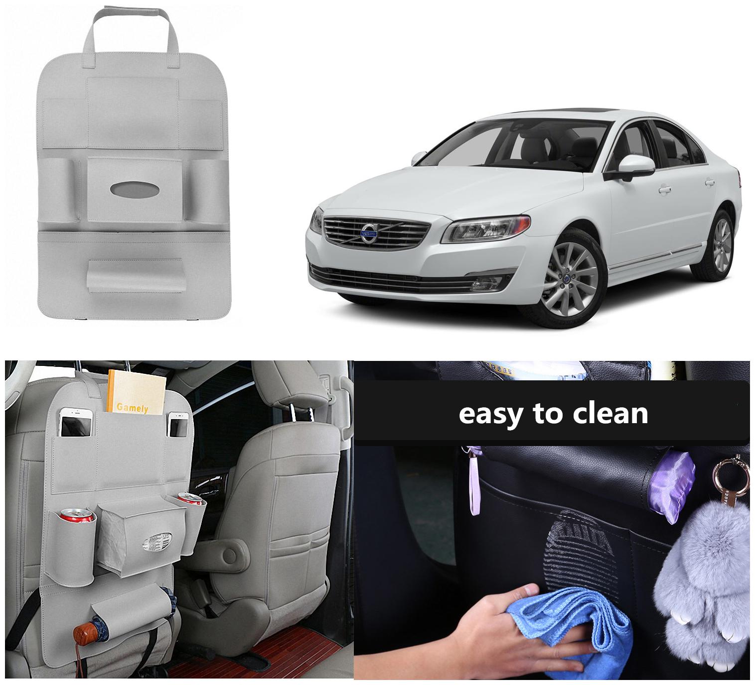 

Oshotto Car Backseat Storage Organizer Phone Holder Multi-Pocket for Bottles Tissue Boxes Kids Toy Storage and Great Travel Accessory Compatible with Volvo S-80 (Grey)