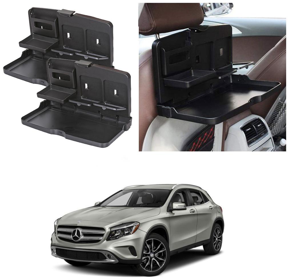 

Oshotto Car Backseat Food Travel Dining Meal Snaks Tray Cup Holder Compatible with Mercedes-Benz Gla (Black) - Set of 2
