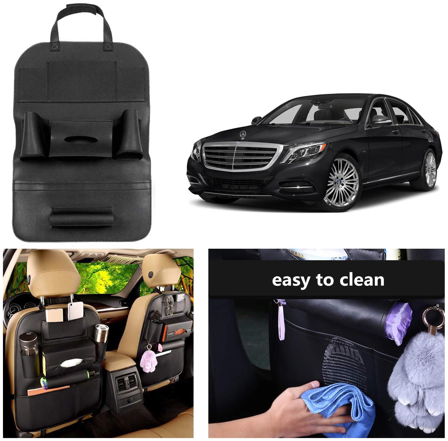 

Oshotto Car Backseat Storage Organizer Phone Holder Multi-Pocket for Bottles Tissue Boxes Kids Toy Storage and Great Travel Accessory Compatible with Mercedes-Benz S Class (Black)
