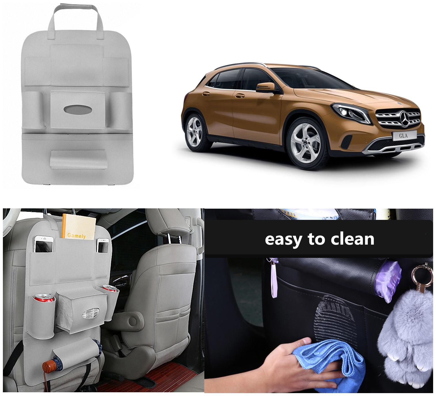 

Oshotto Car Backseat Storage Organizer Phone Holder Multi-Pocket for Bottles Tissue Boxes Kids Toy Storage and Great Travel Accessory Compatible with Mercedes-Benz Gla (Grey)