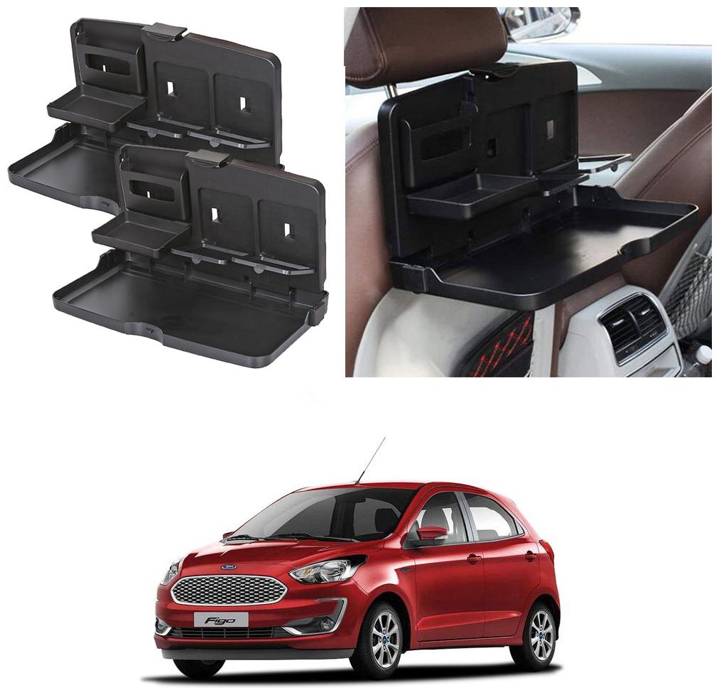 

Oshotto Car Backseat Food Travel Dining Meal Snaks Tray Cup Holder Compatible with Ford Figo (Black) - Set of 2