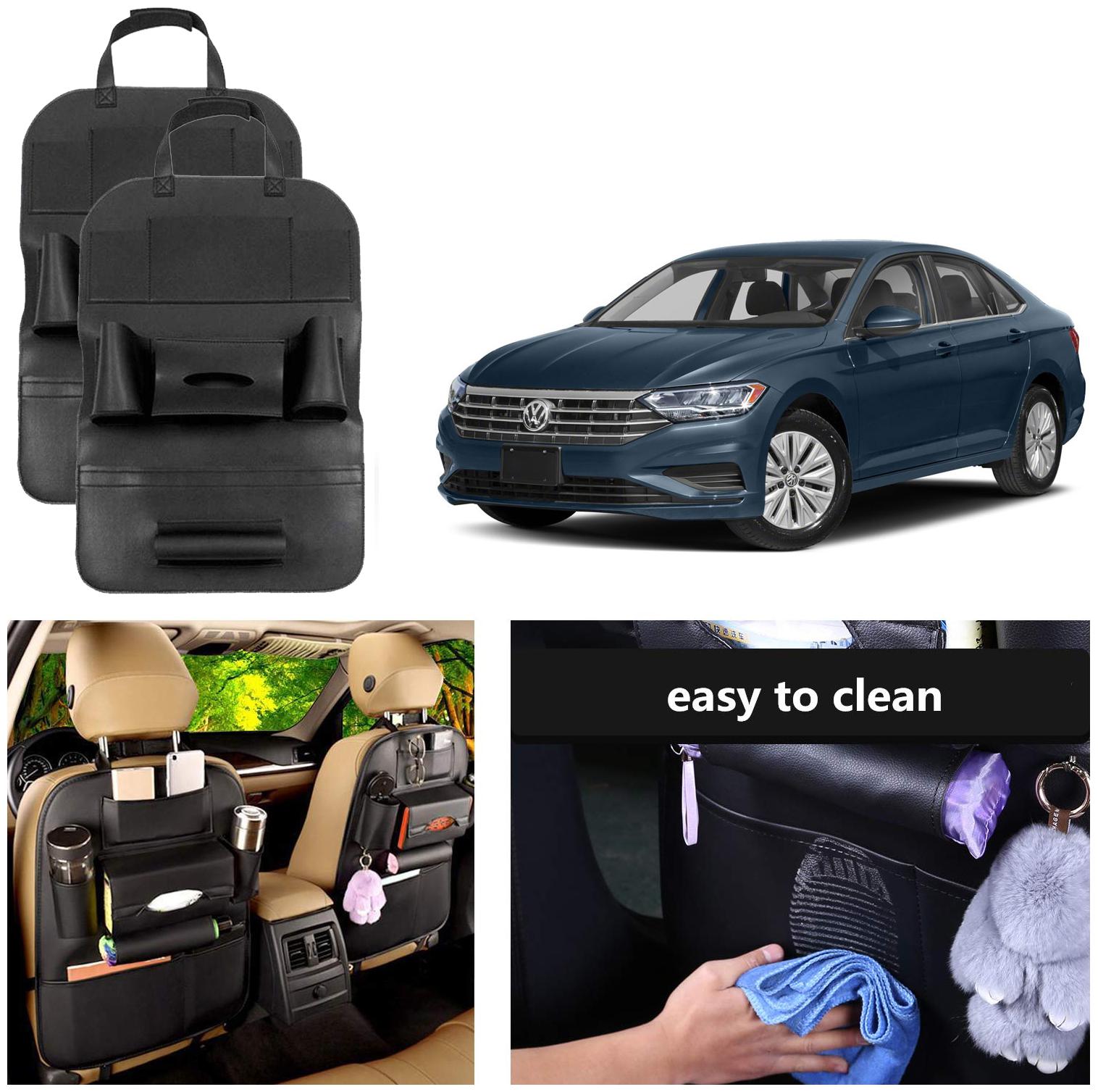 

Oshotto Car Backseat Storage Organizer Phone Holder MultiPocket for Bottles Tissue Boxes Kids Toy Storage and Great Travel Accessory Compatible with Volkswagen Jetta (Set of 2) Black