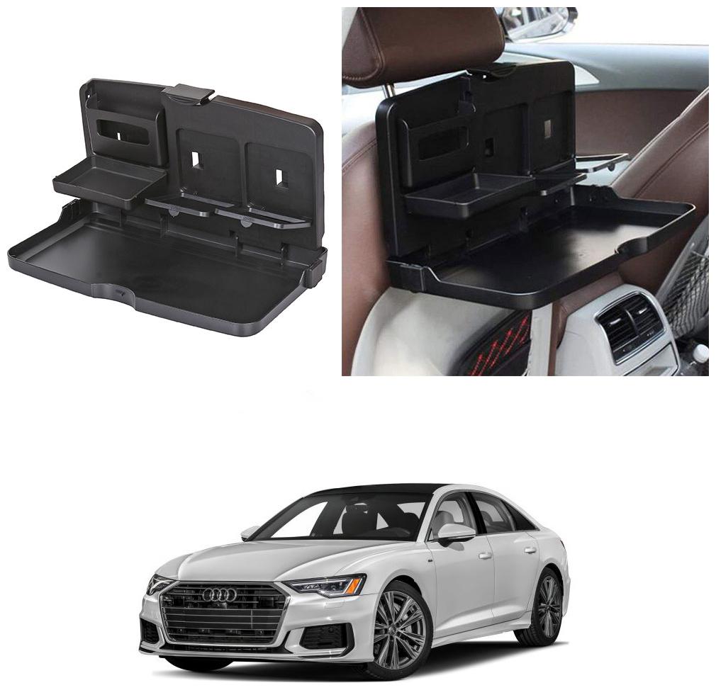 

Oshotto Car Backseat Food Travel Dining Meal Snaks Tray Cup Holder Compatible with Audi A6 (Black) - 1 pc