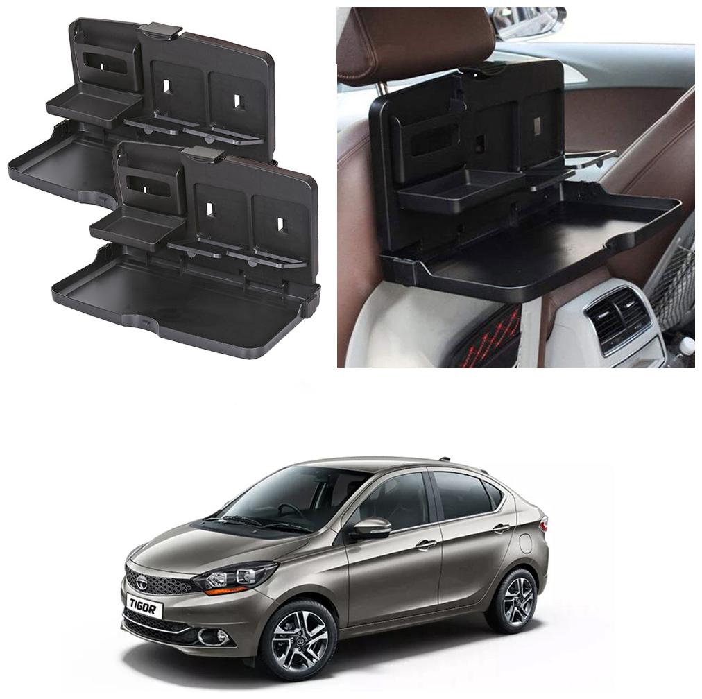 

Oshotto Car Backseat Food Travel Dining Meal Snaks Tray Cup Holder for Tata Tigor (Black) - Set of 2