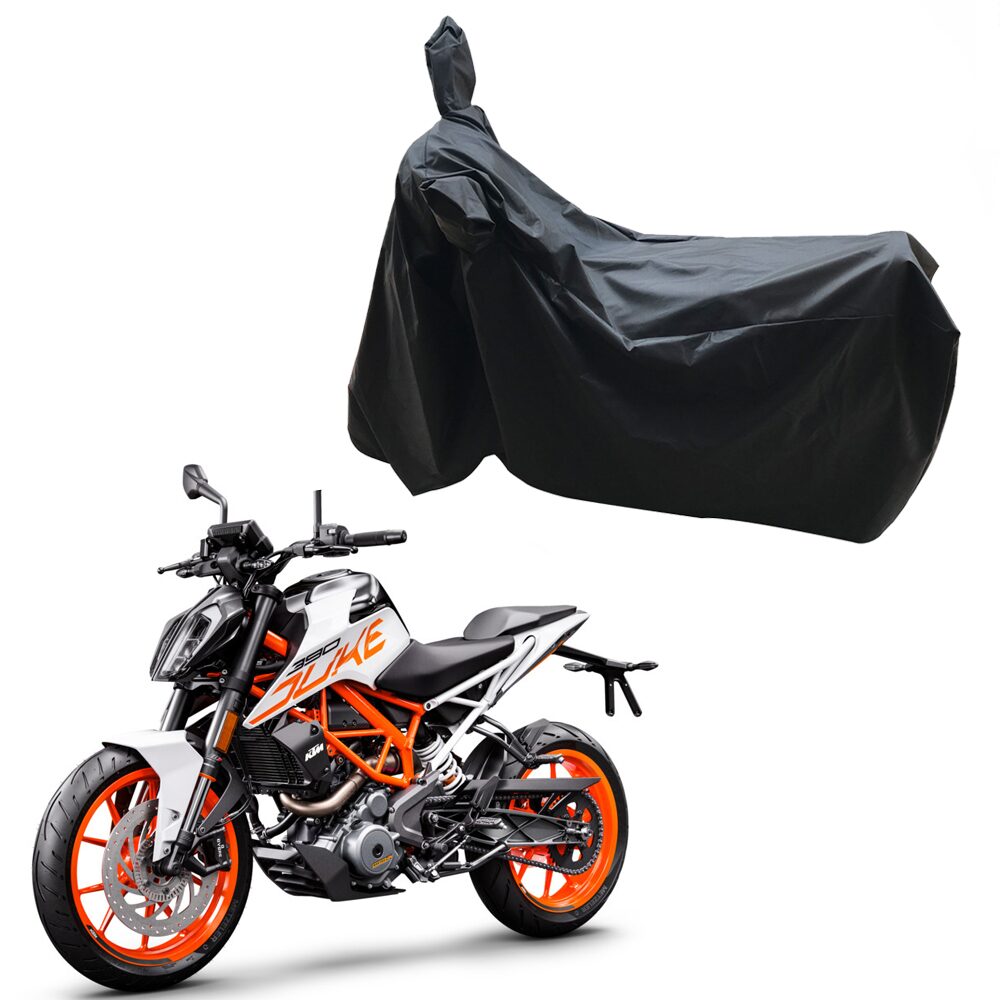 

Oshotto Dust and Water Proof Double Mirror Pocket Leatherite Bike Body Cover for KTM Duke 390 (Black)