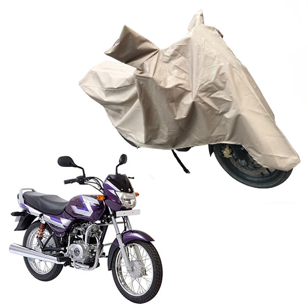 

Oshotto Dust and Water Proof Double Mirror Pocket X1 Bike Body Cover for Bajaj Ct 100 (Brown)