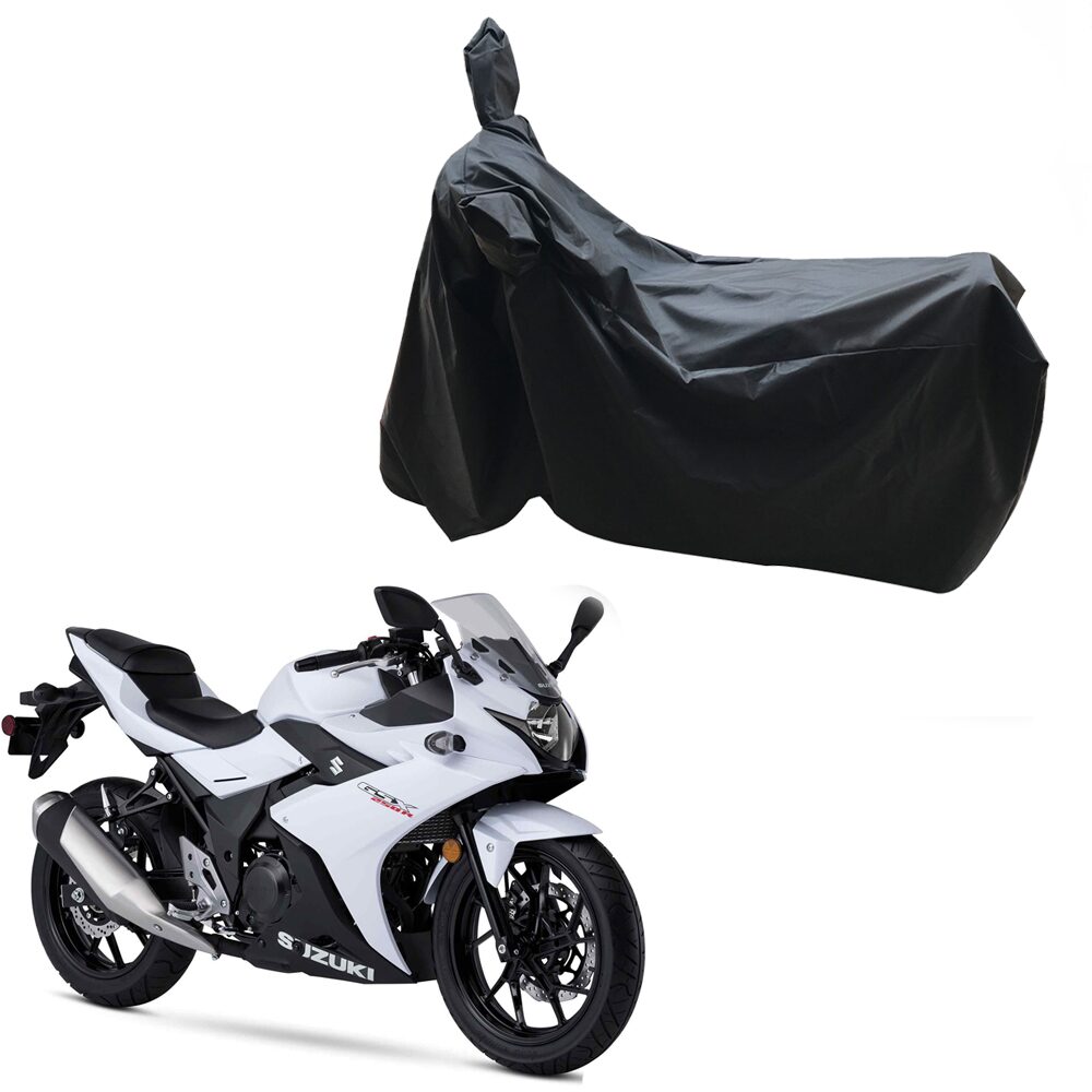 

Oshotto Dust and Water Proof Double Mirror Pocket Leatherite Bike Body Cover for Suzuki Gixxer 250 (Black)