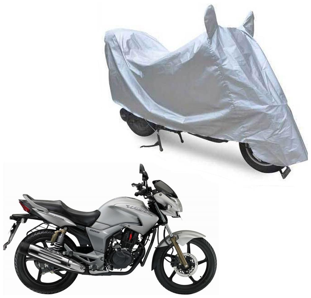 

Oshotto Dust Proof Water Resistant Double Mirror Pocket Silvertech Bike Body Cover for Hero Hunk (Silver)