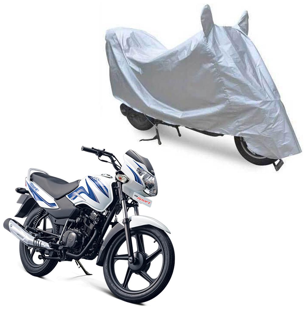 

Oshotto Dust Proof Water Resistant Double Mirror Pocket Silvertech Bike Body Cover for Tvs Sport (Silver)