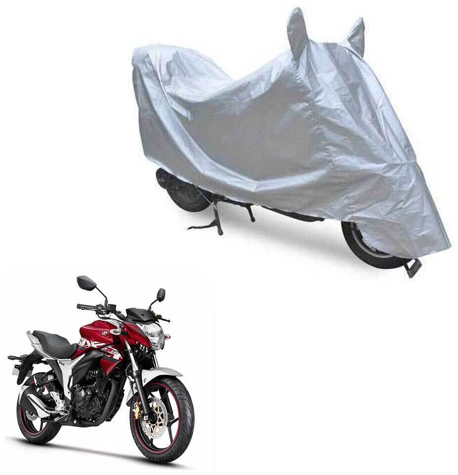 

Oshotto Dust Proof Water Resistant Double Mirror Pocket Silvertech Bike Body Cover Compatible with Suzuki Gixxer 250 (Silver)