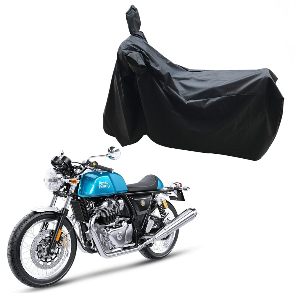 

Oshotto Dust and Water Proof Double Mirror Pocket Leatherite Bike Body Cover for Royal Enfield Continental GT 650 (Black)
