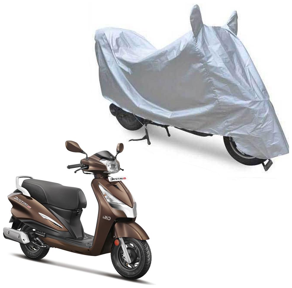 

Oshotto Dust Proof Water Resistant Double Mirror Pocket Silvertech Bike Body Cover Compatible with Hero Destini 125 (Silver)