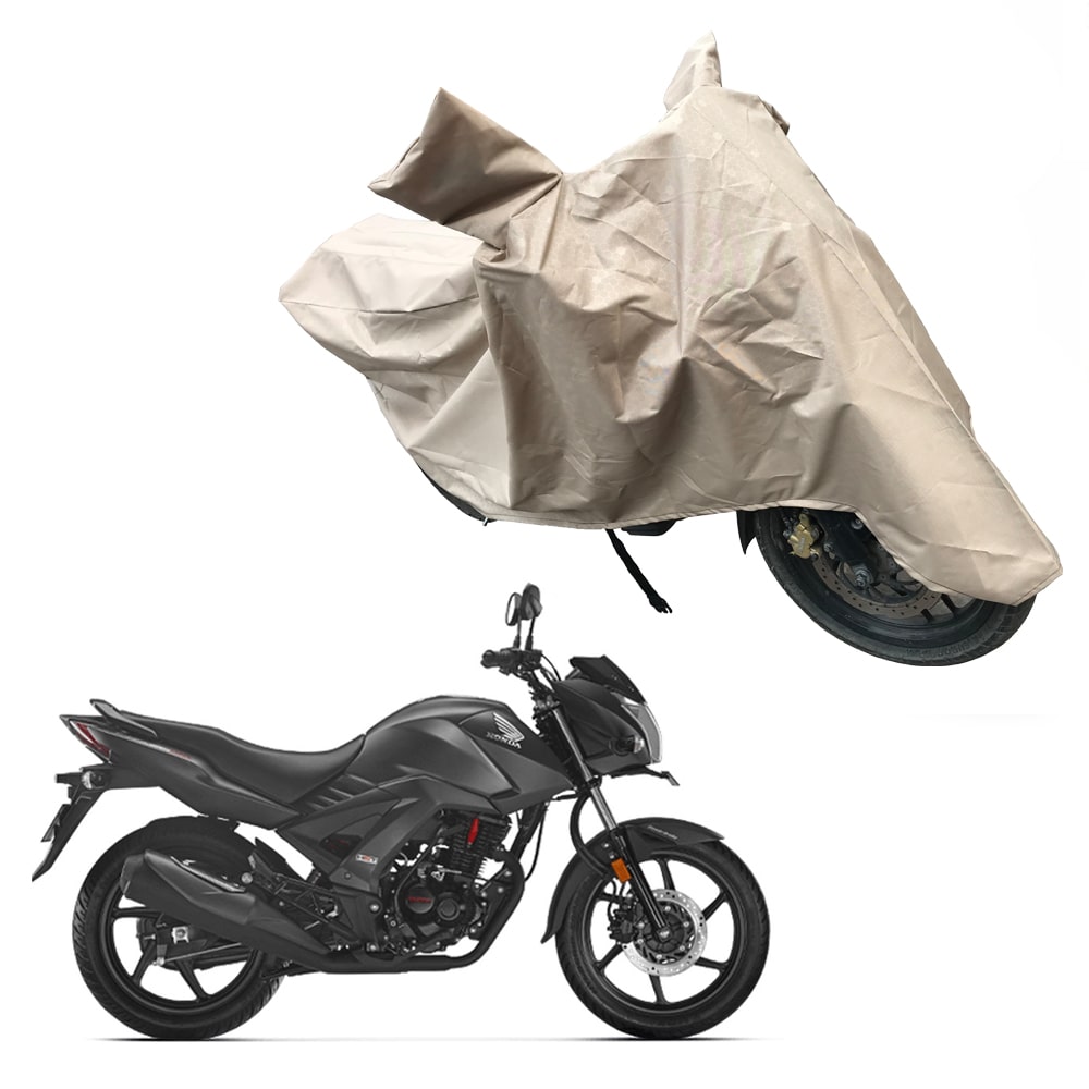

Oshotto Dust and Water Proof Double Mirror Pocket X1 Bike Body Cover for Honda Cb Unicorn (Brown)
