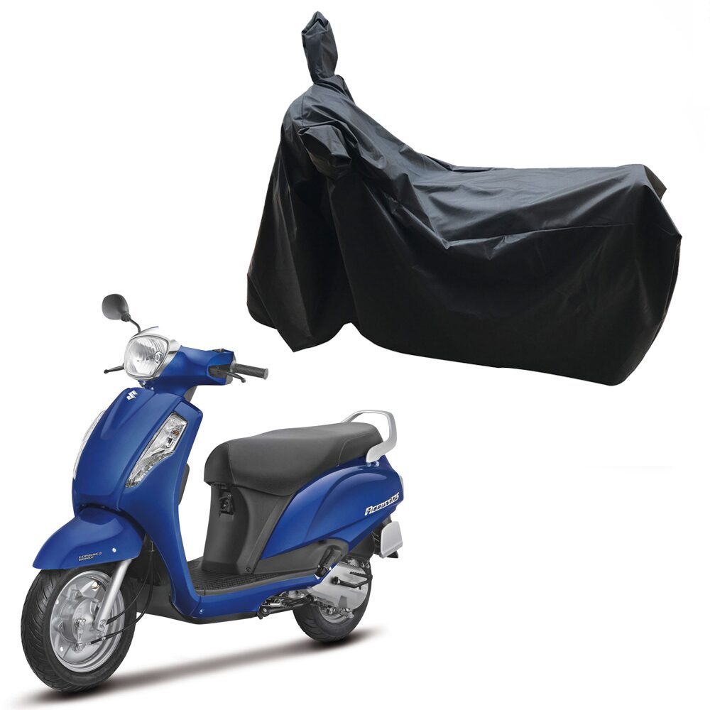

Oshotto Dust and Water Proof Double Mirror Pocket Leatherite Bike Body Cover for Suzuki Access (Black)