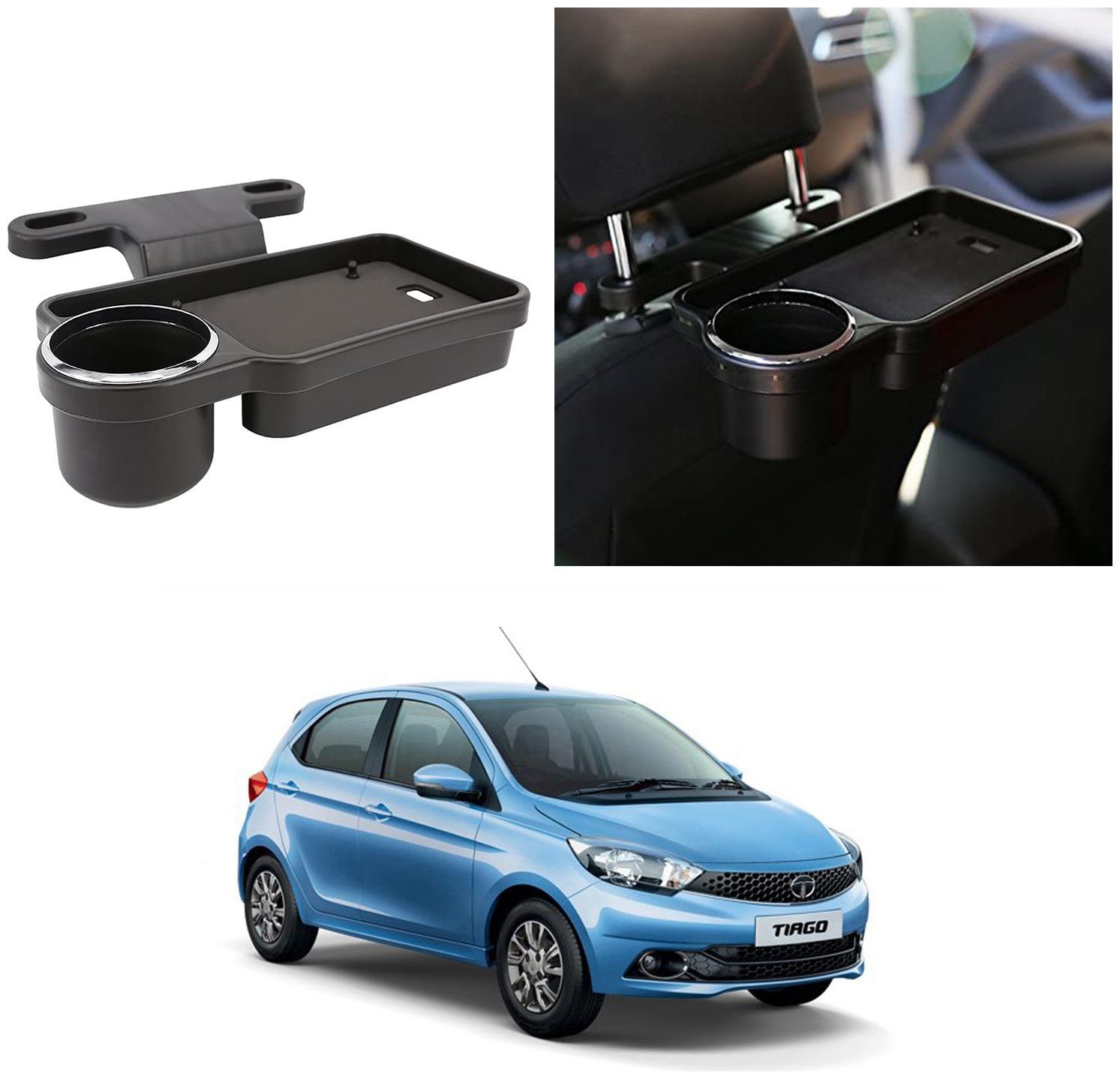 

Oshotto Foldable Car Auto Headrest Rear Back Seat Table Drink Food Cup Tray Holder Compatible with Tata Tiago - Black