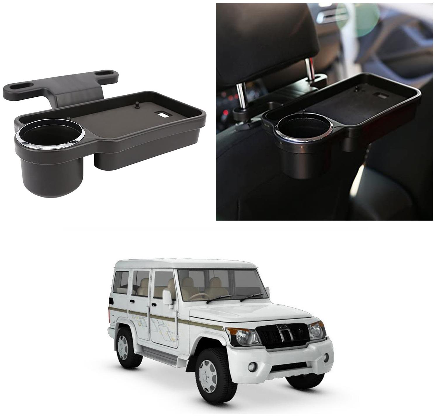 

Oshotto Foldable Car Auto Headrest Rear Back Seat Table Drink Food Cup Tray Holder Compatible with Mahindra Bolero - Black