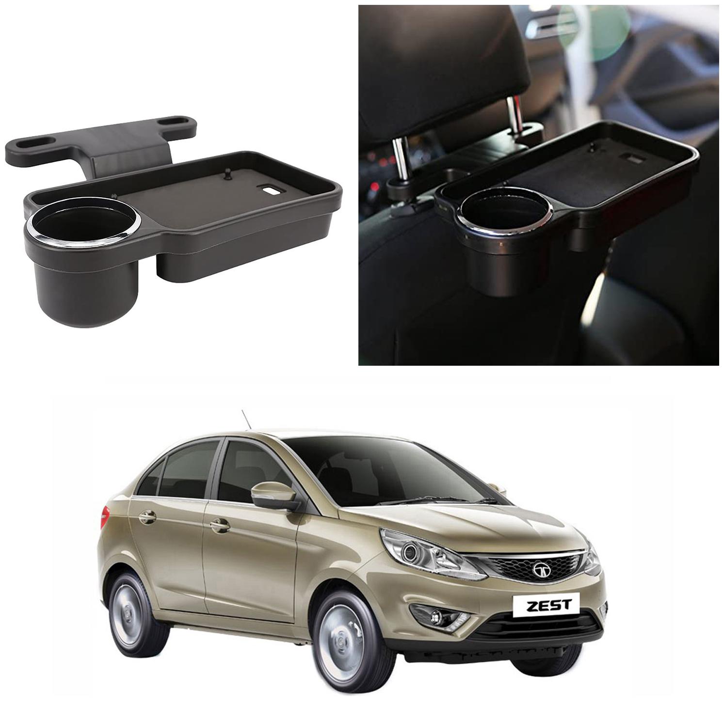 

Oshotto Foldable Car Auto Headrest Rear Back Seat Table Drink Food Cup Tray Holder Compatible with Tata Zest - Black