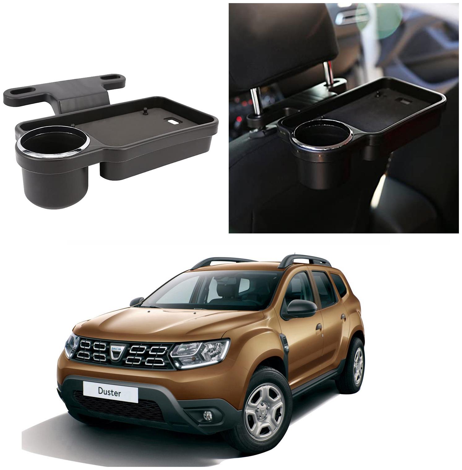 

Oshotto Foldable Car Auto Headrest Rear Back Seat Table Drink Food Cup Tray Holder Compatible with Renault Duster - Black