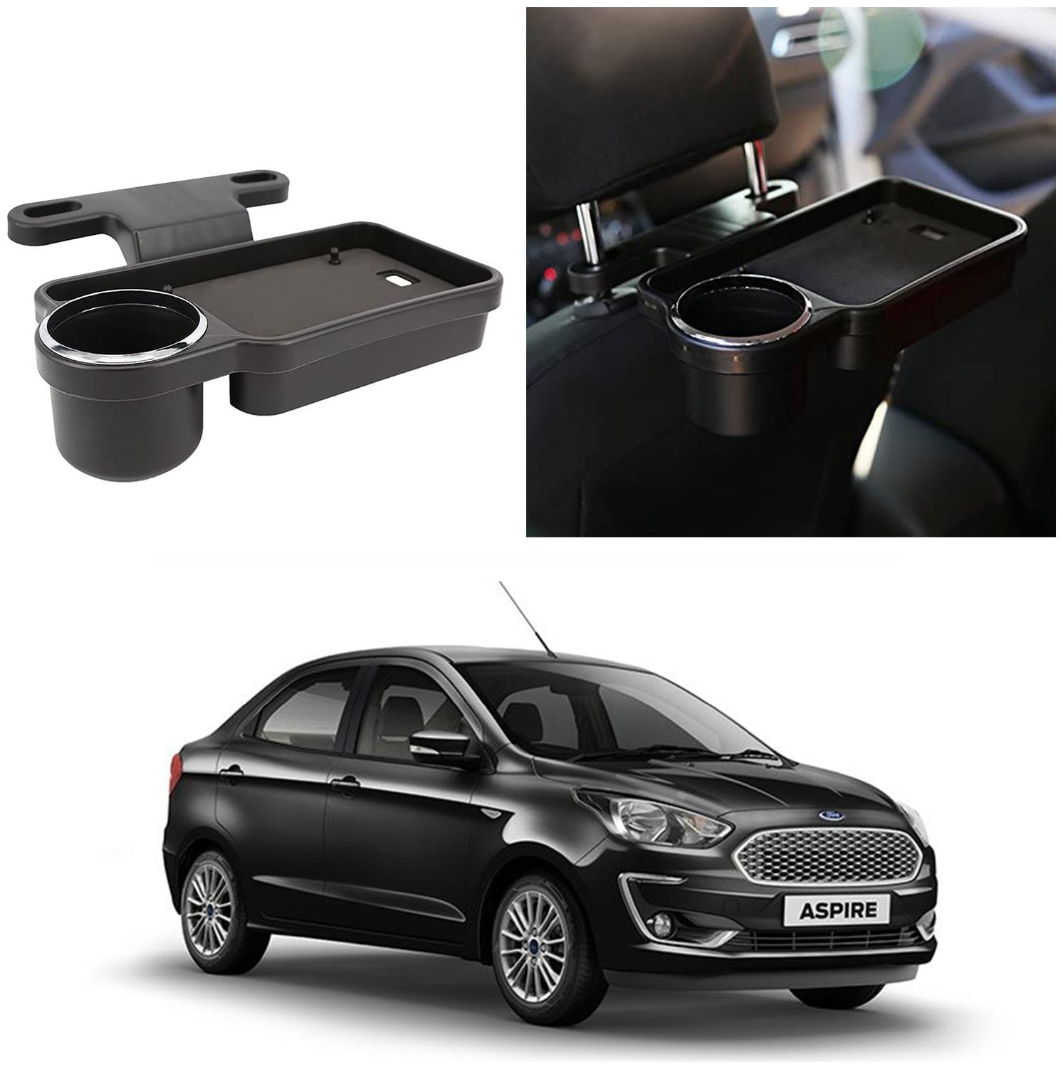 

Oshotto Foldable Car Auto Headrest Rear Back Seat Table Drink Food Cup Tray Holder Compatible with Ford Aspire - Black