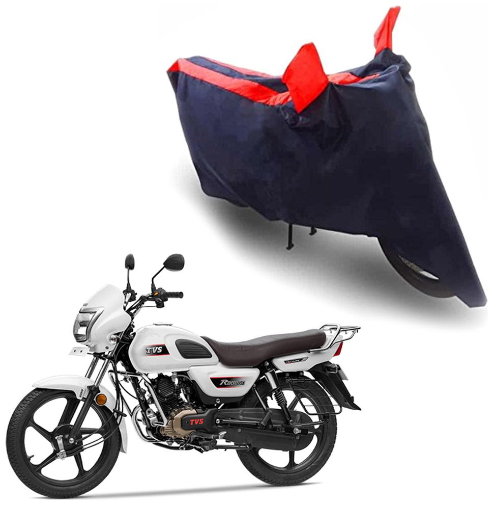 

Oshotto Recaro Dust Proof Double Mirror Pocket Taffeta Bike Body Cover Compatible For TVS Radeon (Red Blue)