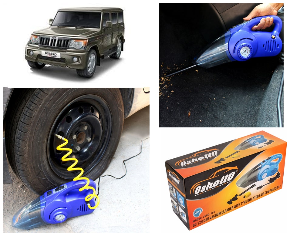 

Oshotto 100W Heavy Duty Car Vacuum Cleaner Cum 120W Heavy Duty Air Compressor Tyre Inflator (2 in 1) For MAHINDRA BOLERO