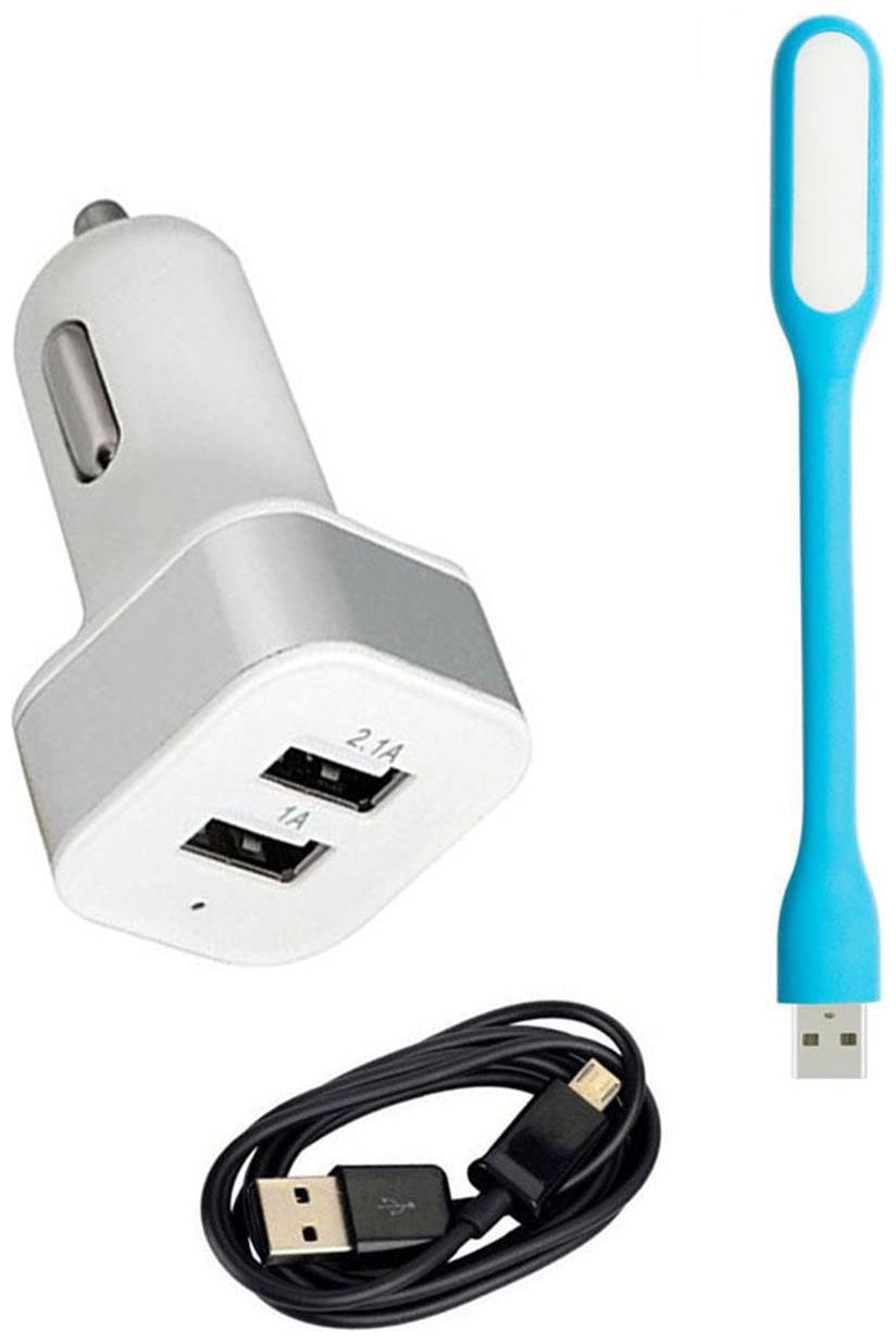 

Pihu G Medium Usb Charger For All Cars White And Silver With Portable Led Light And Charging Cable