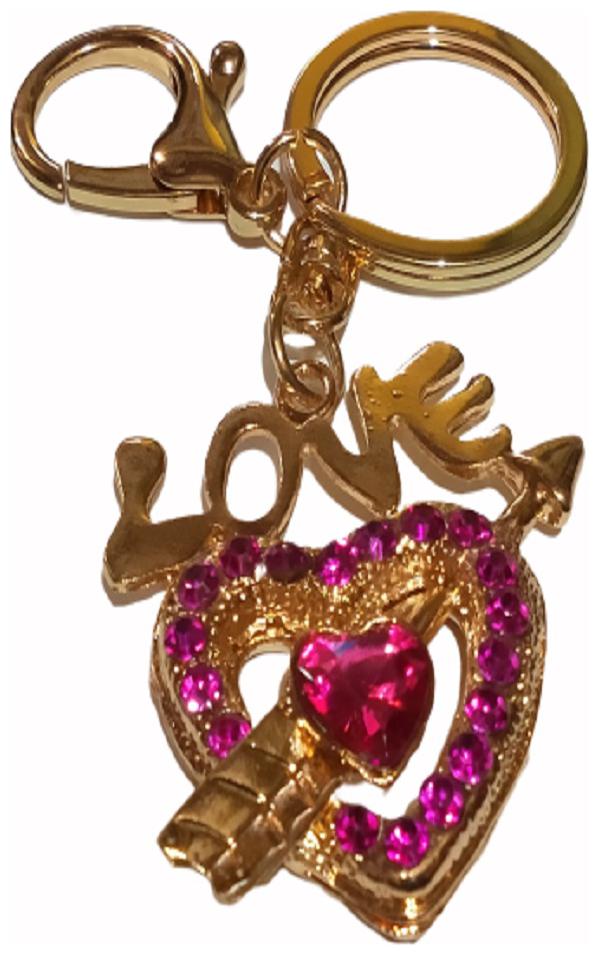 

PinKit Cute and Stylish Love Heart Key Chain Stone Metal Crystal Charming Purse Key Chain Handbag Bag Decoration Key Chain Key Ring