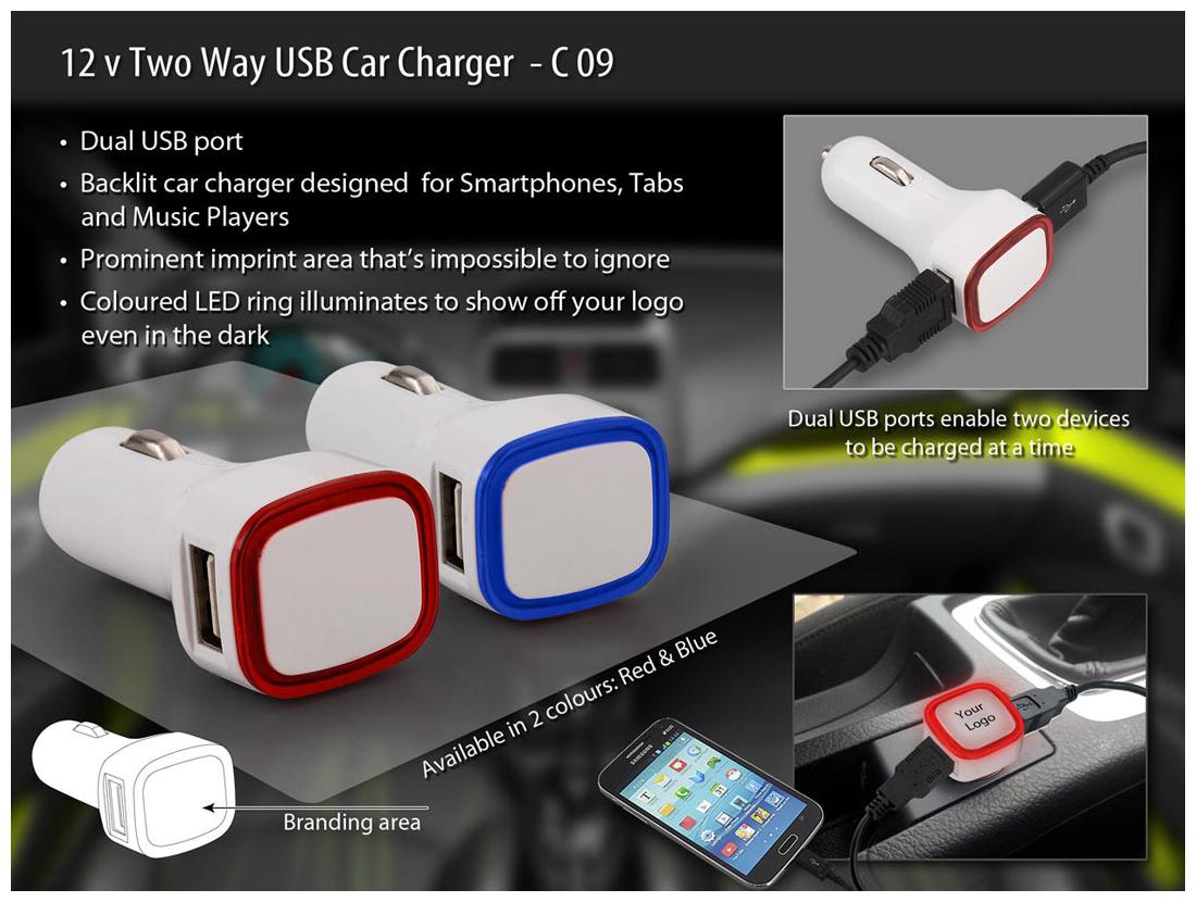 

Power Plus Backlit Dual Usb Ports Car Charger Without Cable