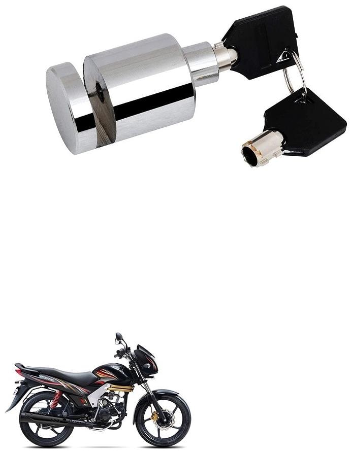

Qiisx Heavy Duty Disc Brake Lock Anti Theft Stainless Steel 7mm Pin Wheel Locking Security Lock for Bike and Motorcycle (Chrome) Mahindra Centuro