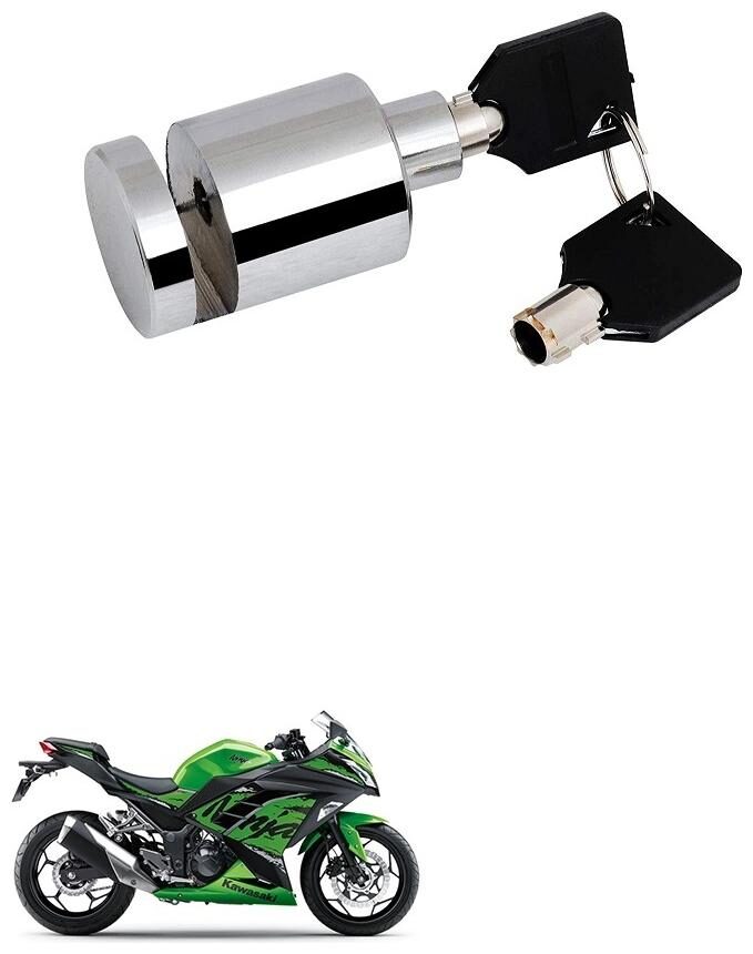 

Qiisx Heavy Duty Disc Brake Lock Anti Theft Stainless Steel 7mm Pin Wheel Locking Security Lock for Bike and Motorcycle (Chrome) Kawasaki Ninja 300