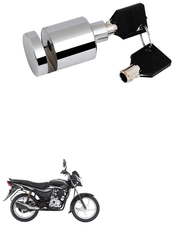

Qiisx Heavy Duty Disc Brake Lock Anti Theft Stainless Steel 7mm Pin Wheel Locking Security Lock for Bike and Motorcycle (Chrome) Bajaj Platina