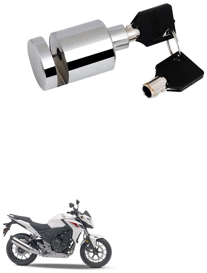 

Qiisx Heavy Duty Disc Brake Lock Anti Theft Stainless Steel 7mm Pin Wheel Locking Security Lock for Bike and Motorcycle (Chrome) Honda CB 500