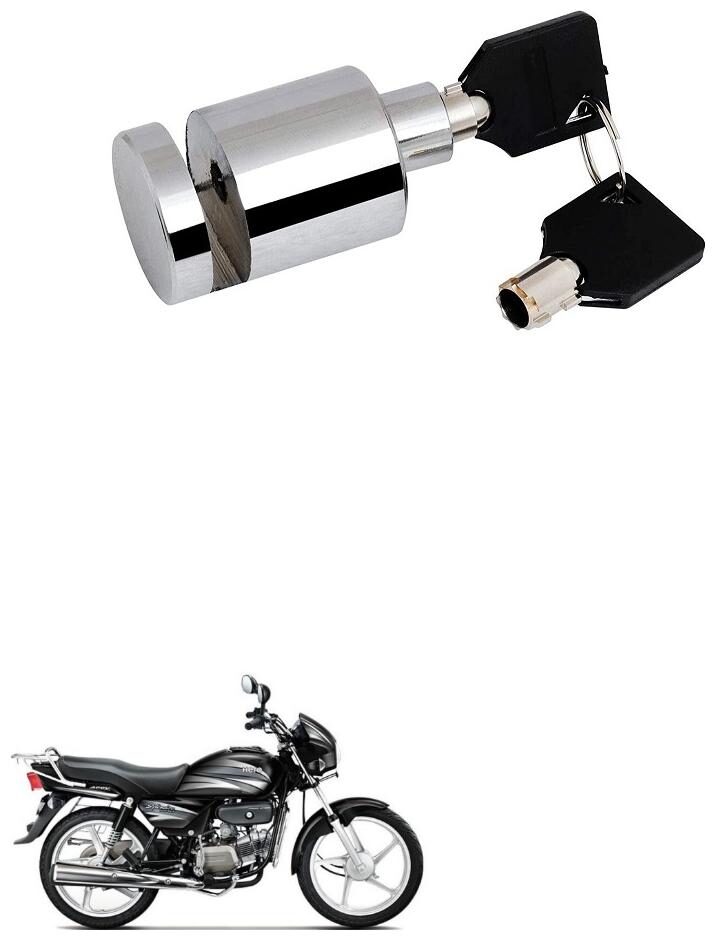 

Qiisx Heavy Duty Disc Brake Lock Anti Theft Stainless Steel 7mm Pin Wheel Locking Security Lock for Bike and Motorcycle (Chrome) Hero Splendor Plus