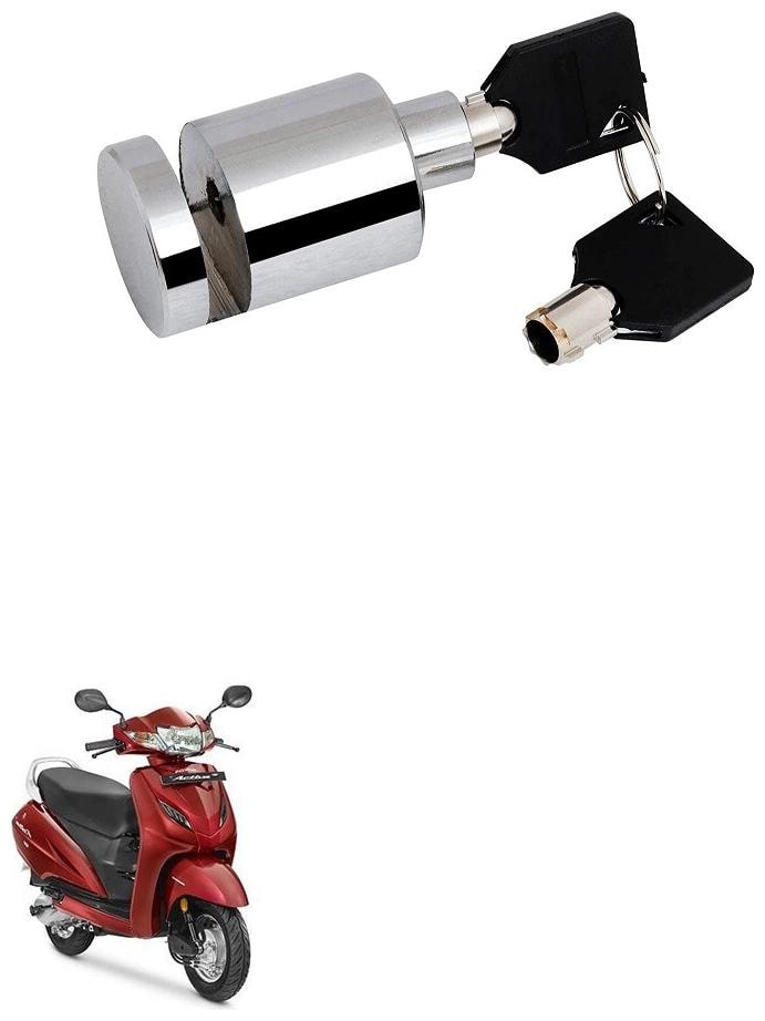 

Qiisx Heavy Duty Disc Brake Lock Anti Theft Stainless Steel 7mm Pin Wheel Locking Security Lock for Bike and Motorcycle (Chrome) Honda Activa 4G