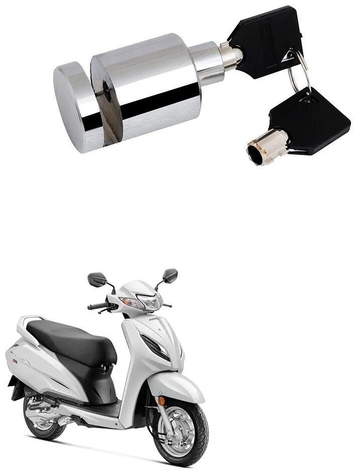 

Qiisx Heavy Duty Disc Brake Lock Anti Theft Stainless Steel 7mm Pin Wheel Locking Security Lock for Bike and Motorcycle (Chrome) Honda Activa 6G