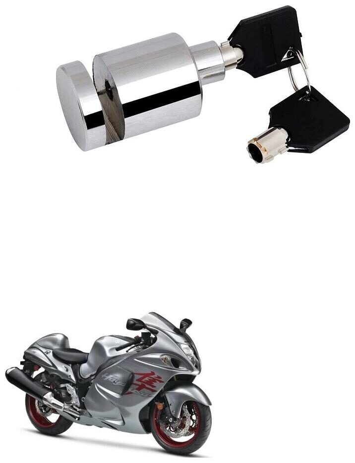 

Qiisx Heavy Duty Disc Brake Lock Anti Theft Stainless Steel 7mm Pin Wheel Locking Security Lock for Bike and Motorcycle (Chrome) Suzuki Hayabusa