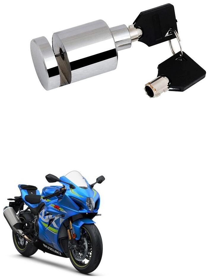 

Qiisx Heavy Duty Disc Brake Lock Anti Theft Stainless Steel 7mm Pin Wheel Locking Security Lock for Bike and Motorcycle (Chrome) Suzuki GSX