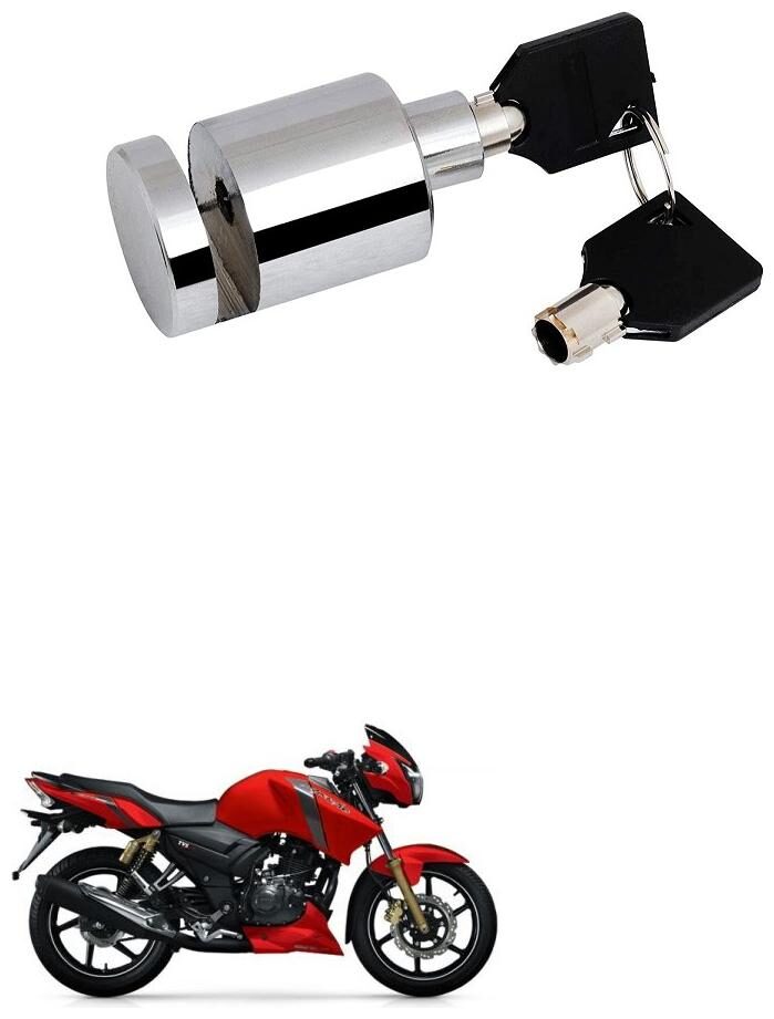 

Qiisx Heavy Duty Disc Brake Lock Anti Theft Stainless Steel 7mm Pin Wheel Locking Security Lock for Bike and Motorcycle (Chrome) TVS Apache RTR 160
