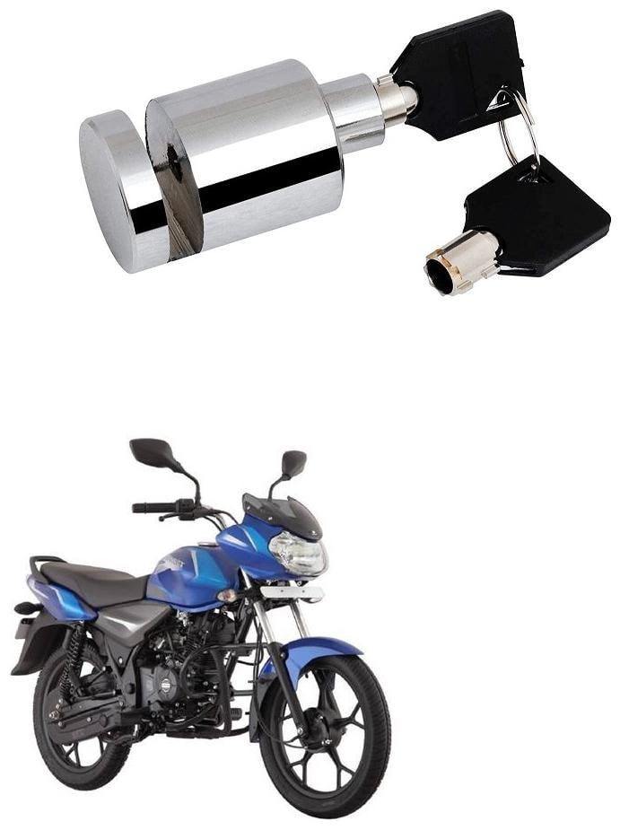 

Qiisx Heavy Duty Disc Brake Lock Anti Theft Stainless Steel 7mm Pin Wheel Locking Security Lock for Bike and Motorcycle (Chrome) Bajaj Discover