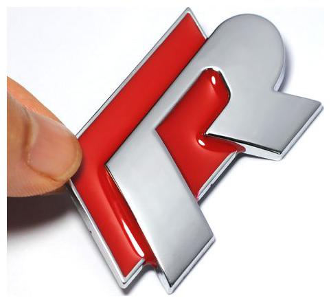 3D Metal Red R-line Logo Racing Front Badge Emblem Sticker Decal Self Adhesive