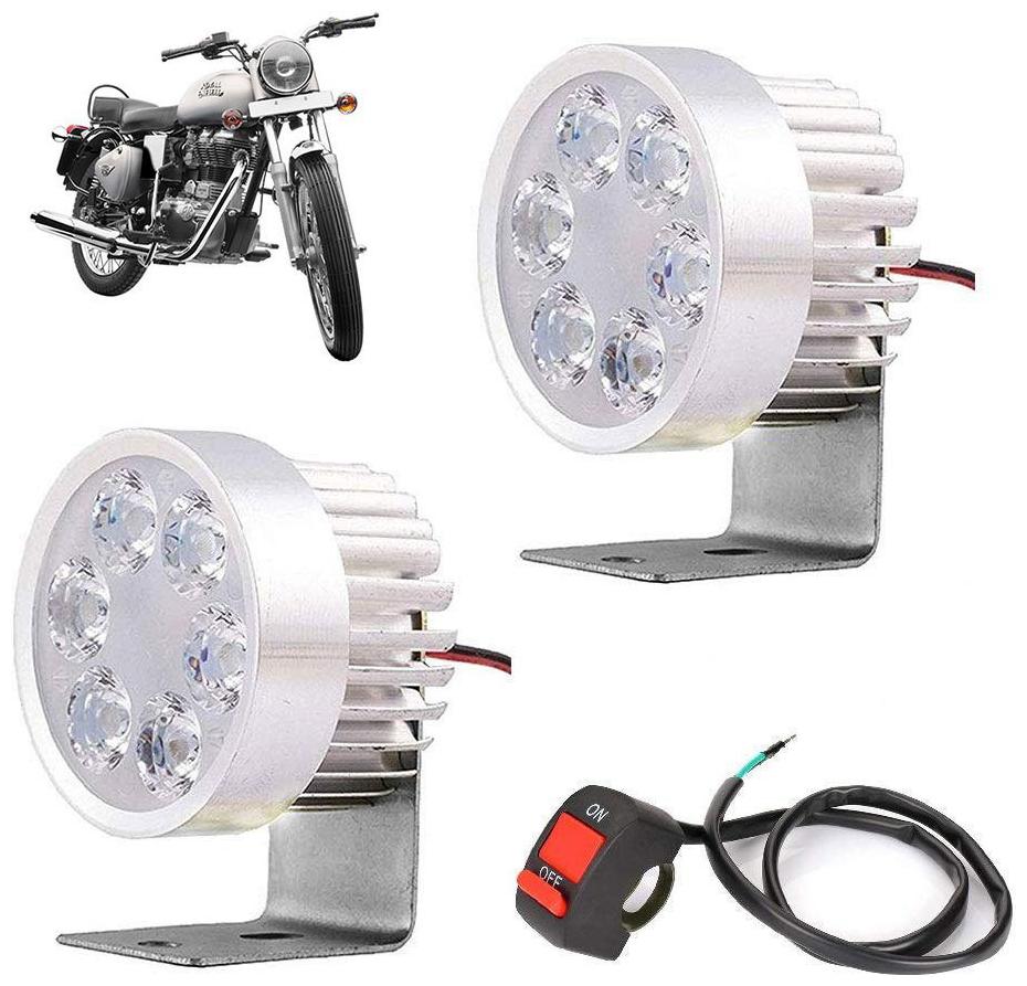 

Ramanta 2x 6 LEDs Silver Case light Lamp with Switch for Royal Enfield all Bike