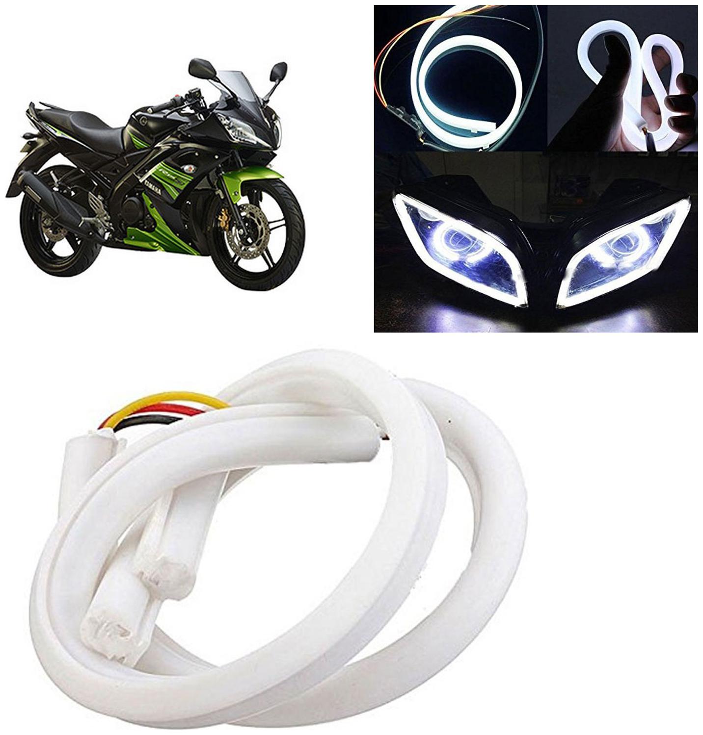 

Ramanta Flexible 30Cm Bike Headlight Neon White Led Drl Tube Light for Bike 1 pc Professional Installation Required