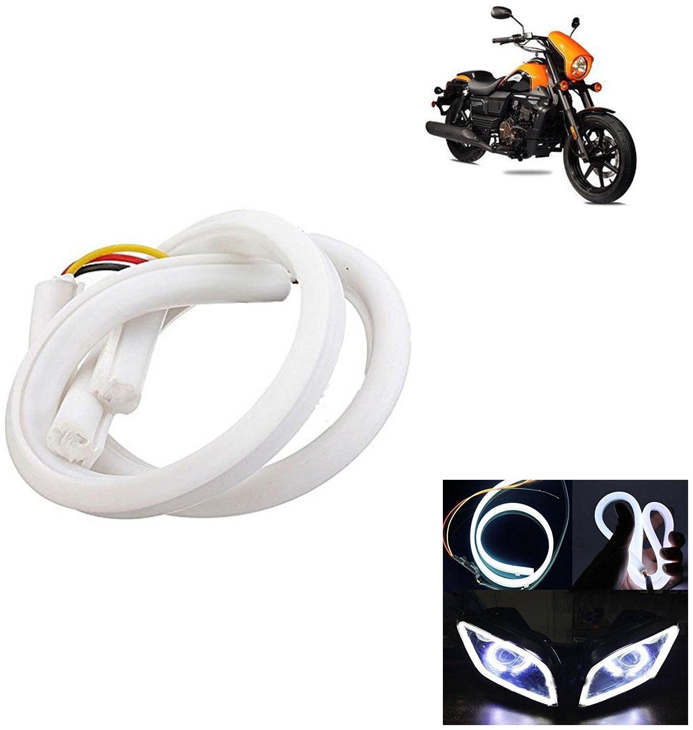 

Ramanta Flexible 30Cm Bike Headlight Neon White Led Drl Tube Light for Bike 1 pc Professional Installation Required