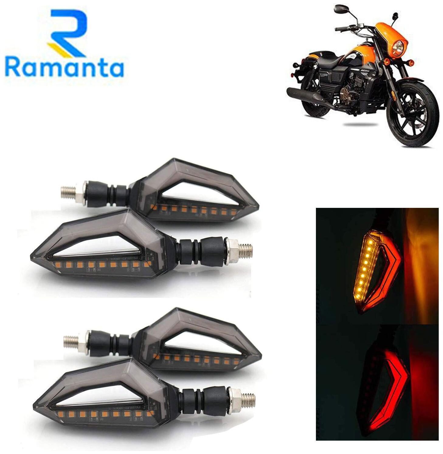 

Ramanta Front Rear LED Indicator Light for Universal For Bike Universal For Bike (Red Yellow)