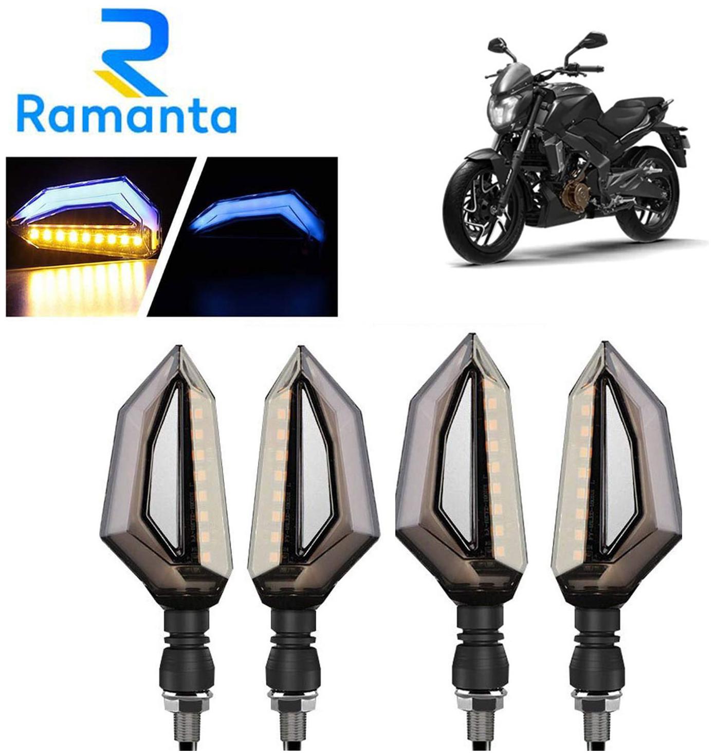 

Ramanta Front Rear LED Indicator Light for Bajaj Universal For Bike (Blue Yellow)