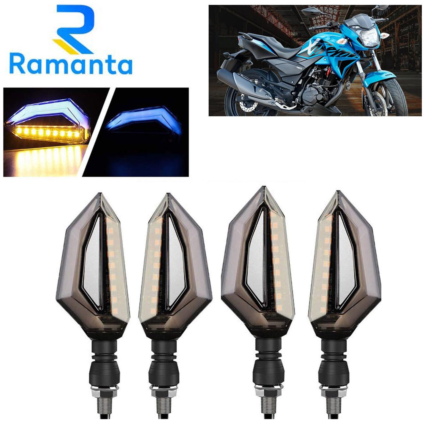 

Ramanta Front Rear LED Indicator Light for Hero Universal For Bike (Blue Yellow)